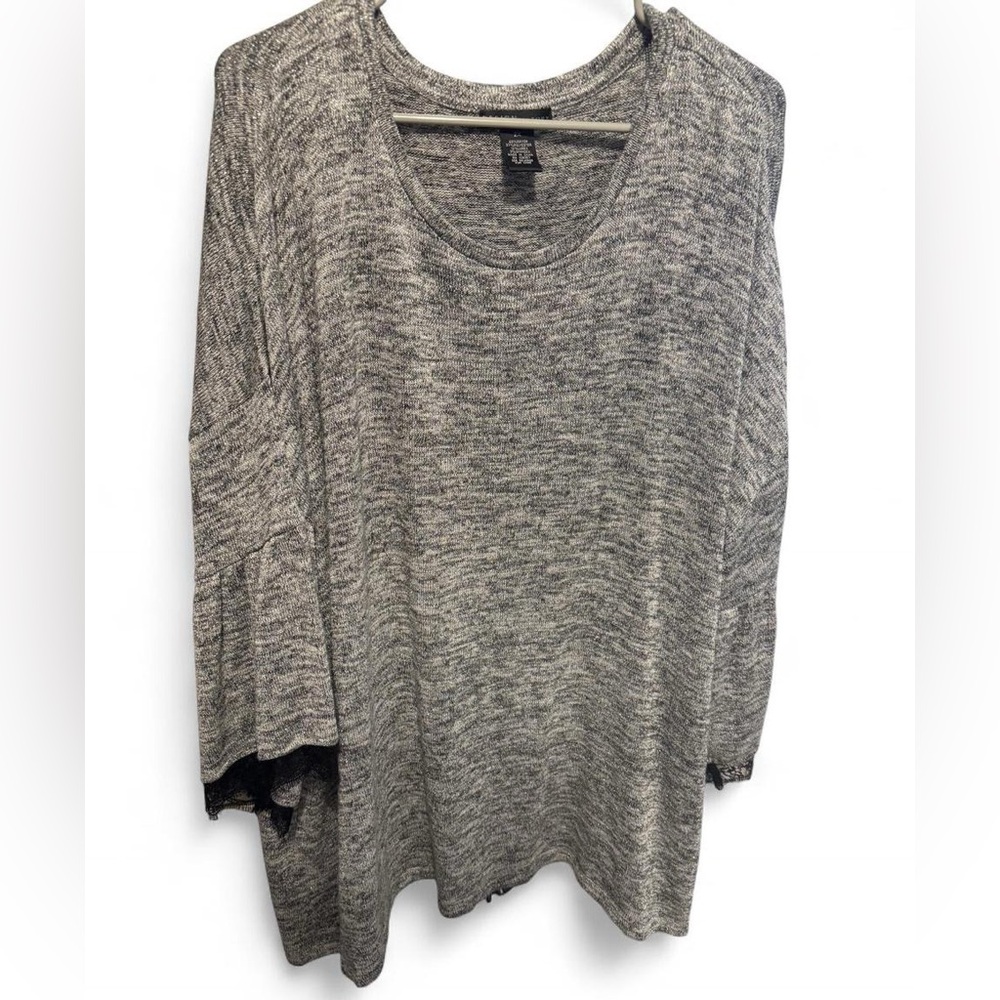 Design History Glitter Marbled Gray Sweater - 2X